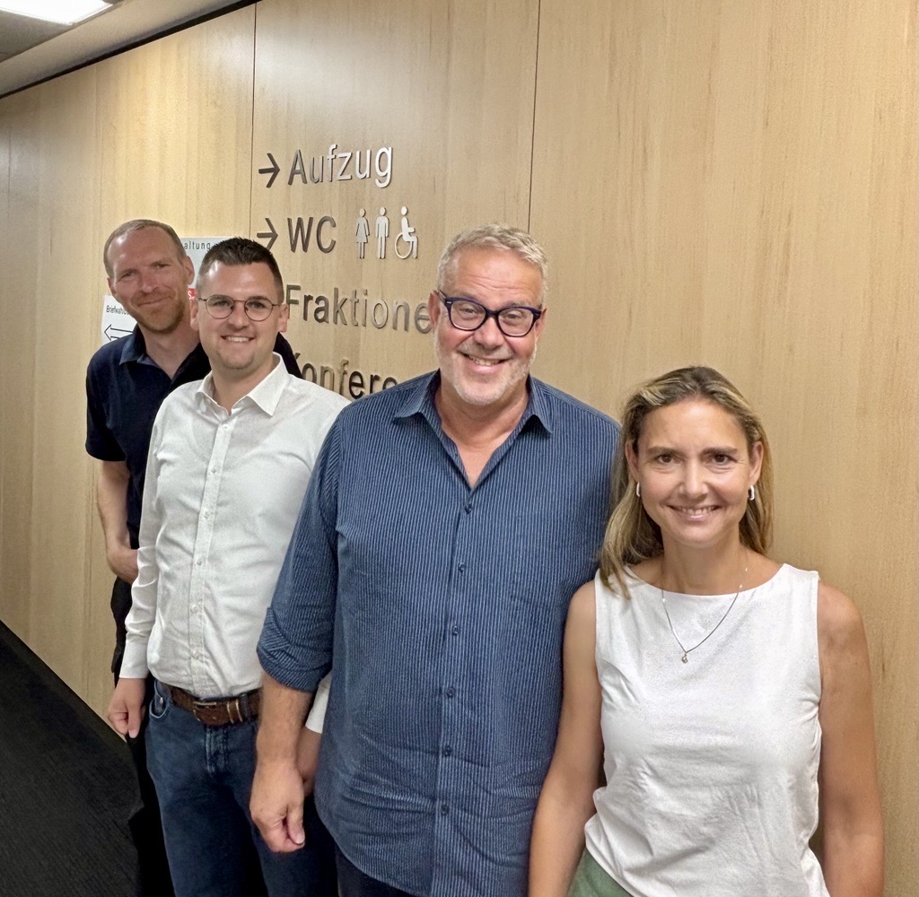 (v.l.) Dr. Jan Heinisch, Patrick Anders, Stefan Heins und Dr. Bettina Warnecke besprachen im Podcast Sicherheit vor Ort |  CDU-Ratingen
